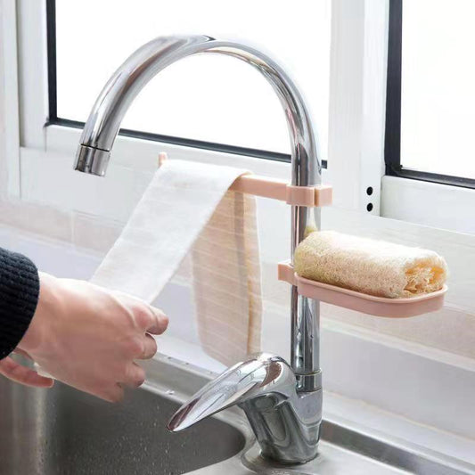 Sink Hanging Storage Rack Sponge Storage Holder Bathroom Kitchen Faucet Clip Dish Cloth Clip Drain Shelf Faucet Rack