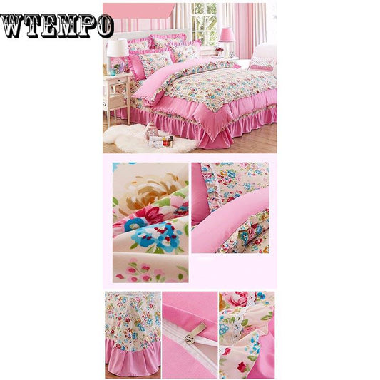 Bedding Set Girls Bedding Set lace Bed set Duvet Cover Bed Skirt or fitted sheet bedclothes
