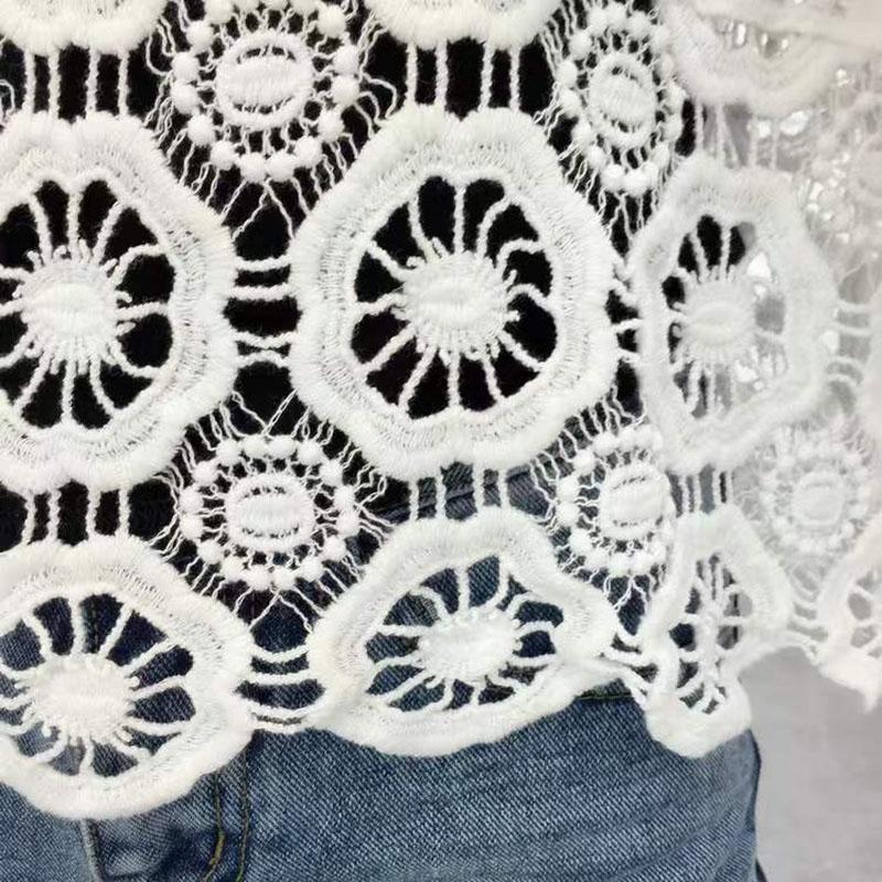 Hollow Blouse Thin Lace Women's Skirt Loose Bottoming Hollow Knitted Sweater Sweet Temperament Hole Top Sunscreen Shirt