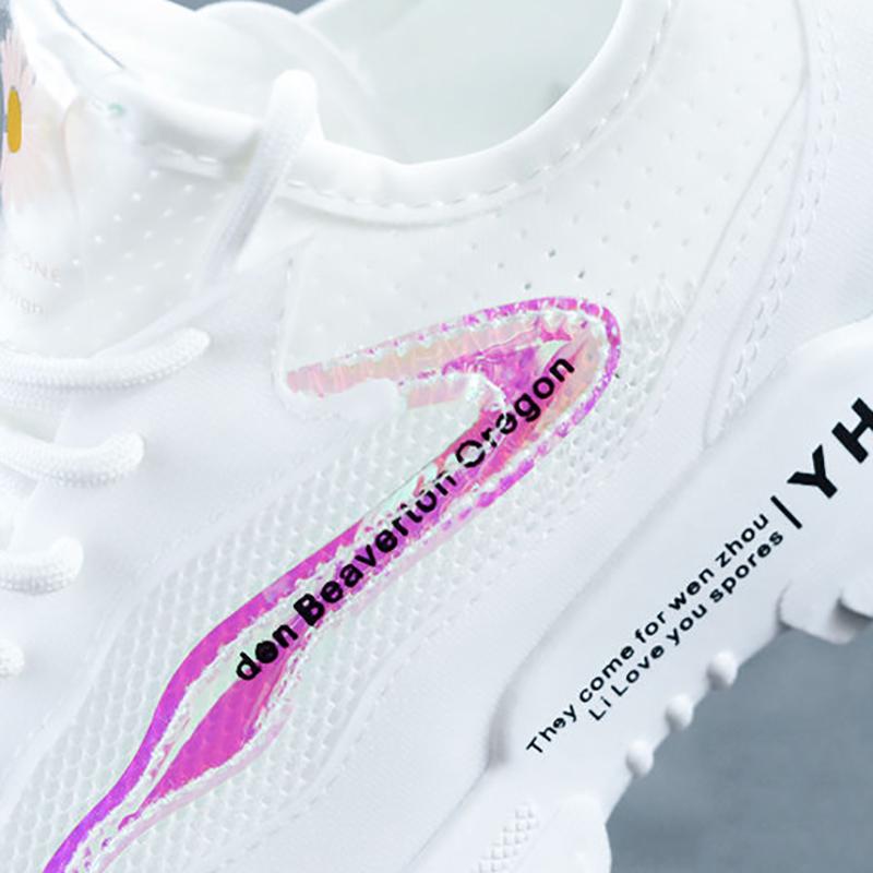 Fashion Clearance Women's Breathable Net Shoes Hollow All-match Net Sports Shoes Student Flat White Shoes