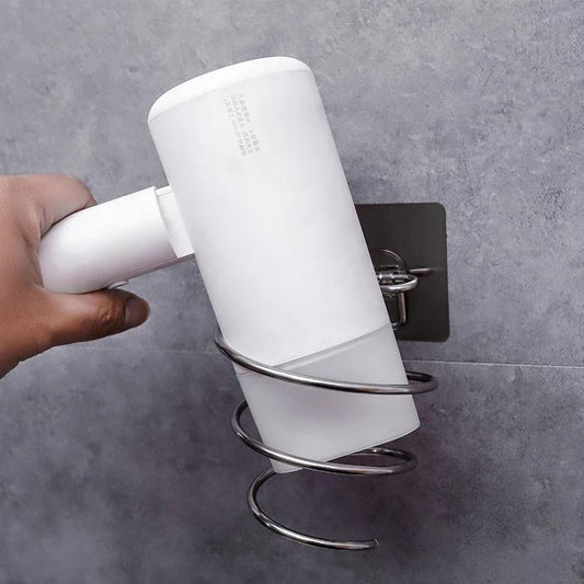 Stainless steel rack hair dryer storage rack strong and seamless free punching bathroom wall hanging rack sticky hook