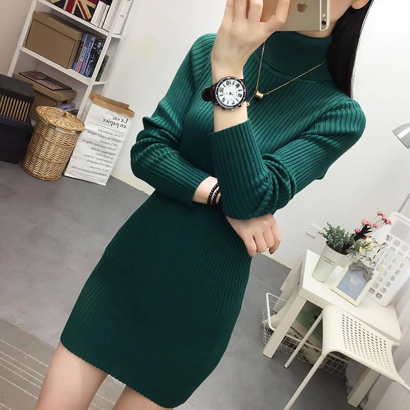 Knitted Dress Women Long Sweater Dress Female Sweaters Ladies Long Sleeve Christmas Sweater