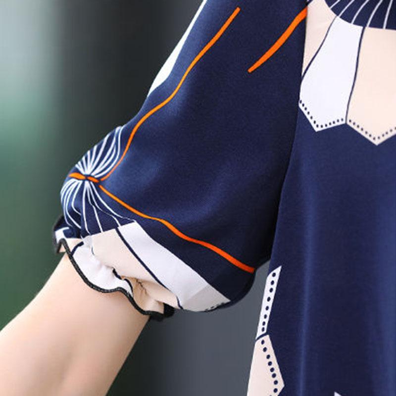 Women's Summer Chiffon Shirt T-shirt Loose Top Short-sleeved V-neck Shirt