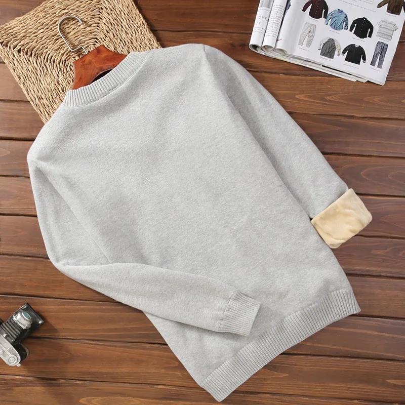Winter Men's Plush Thick Sweater Korean Slim Thick Warm Sweater V-neck Slim All-match Clothes