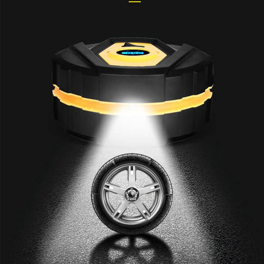 Car Air Pump Universal Portable Car Tire Air Pump Multi-function Display Car Pump Round Enhanced Digital Display Strap Light