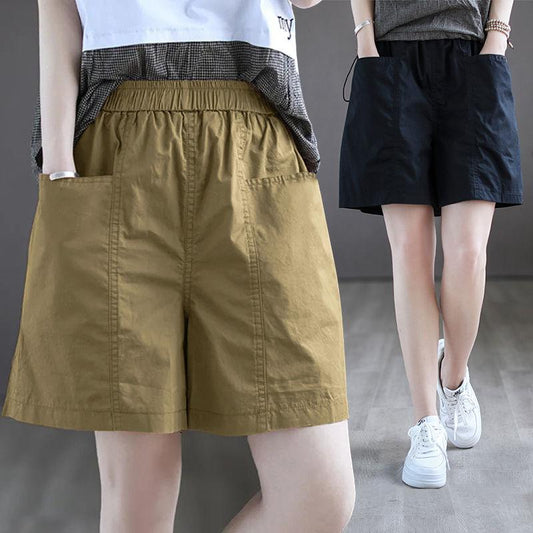 100% Cotton Shorts Women's Summer High Waist All-match Loose Five-point Casual Wide-leg Pants