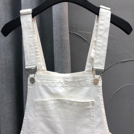 European Station Age Reduction Denim Overalls Female Students Net Red Wind Summer Loose Straight Curled Wide-leg Shorts