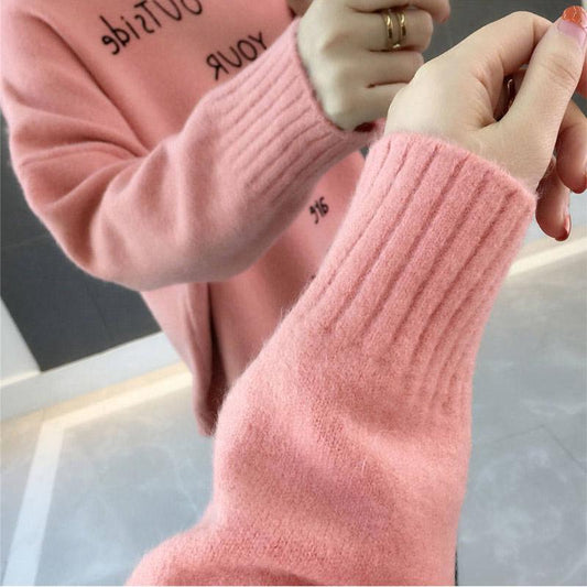 Women's autumn and winter solid color long-sleeved large size cashmere sweater turtleneck sweater