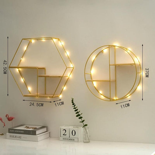 Nordic Style Shelf Store Wall Decoration Rack Tea Shop Wall Wrought Iron Living Room Creative Wall Hanging