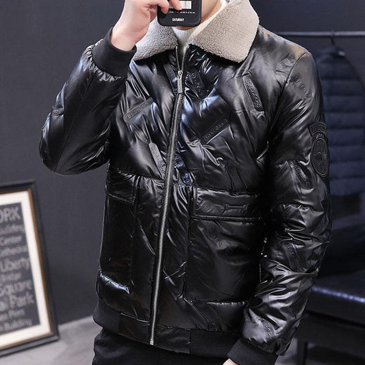 Down Coat Winter Korean Fashion Brand Men's Short Slim-fit Lapel Thick Loose Men's Cotton Coat