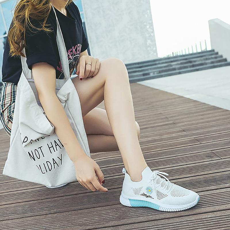 Chrysanthemum Flying Woven Breathable Shoes Summer Mesh Student Korean Shoes Lace Up Casual Sports Clearance Shoes