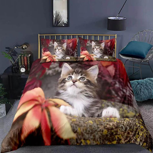 Cartoon Cat Bed Set Pills Set Three Sets of Home Bedding To Increase The Size