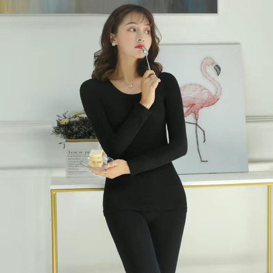 Winter Thin Thermal Underwear Body Sculpting, Sexy Base Round Neck Low Neck Thin Suit