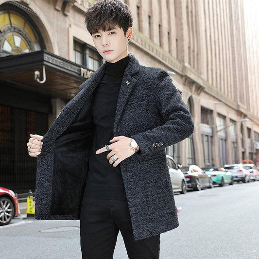 Winter Short Men's Coat Korean Fashion All Over Coat Young Students English Simple Suit