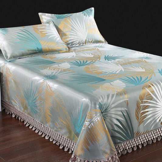 Summer Skin-friendly Ice Silk Mat Washed Folding Mat Sheet High-end Jacquard Double Lace Soft Mat