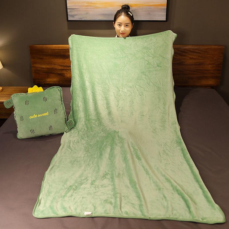 Office Pillow Soft Coral Velvet Quilt Dual-purpose Car Inner Cushion Nap Blanket Pillow Artifact Folding Car Three-in-one Easy To Carry