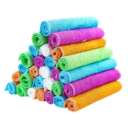 10PCS / Bag Laundry Cloth Dish Cloth Rag Bamboo Fiber Household Cleaning Cloth Napkin Micro Fiber