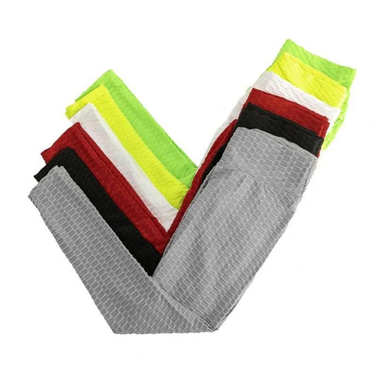 Women's Seamless Panties Bubble High Waist Jacquard Yoga Pants Peach Hip Sports Tight Pants Gym Running Jogging Bodybuilding Leggings