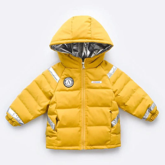 Children's Down Jacket Boys and Girls Short Color Matching Middle and Small Children's Baby Plus Velvet Thick Winter Cotton Clothing Bread Jacket