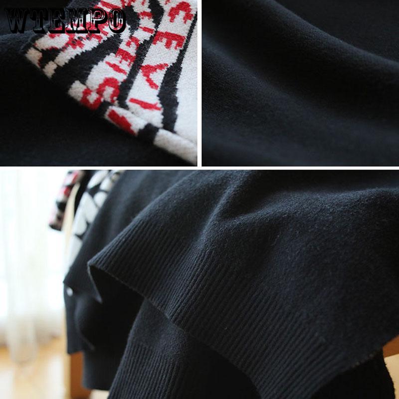 Women Vintage Printed Knitted Sweater Loose Bottoming Sweater Autumn Winter Plus Size Split Pullover Sweater