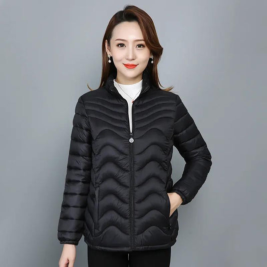 Winter Cotton Padded Jacket Women's Solid Color Cotton Padded Jacket Female Middle-aged and Elderly Short Winter Warm Coats