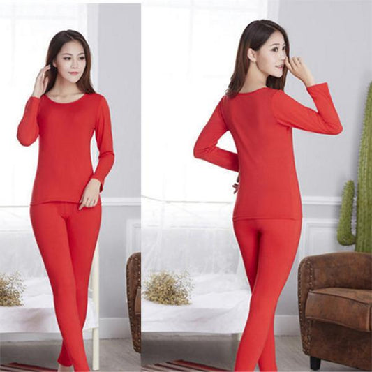 Warm Women's Underwear Plus Velvet Bottoming Shirt Women's Suit Thin Body Slimming Plus Size Pajamas Buy One Set and Get One Set Free