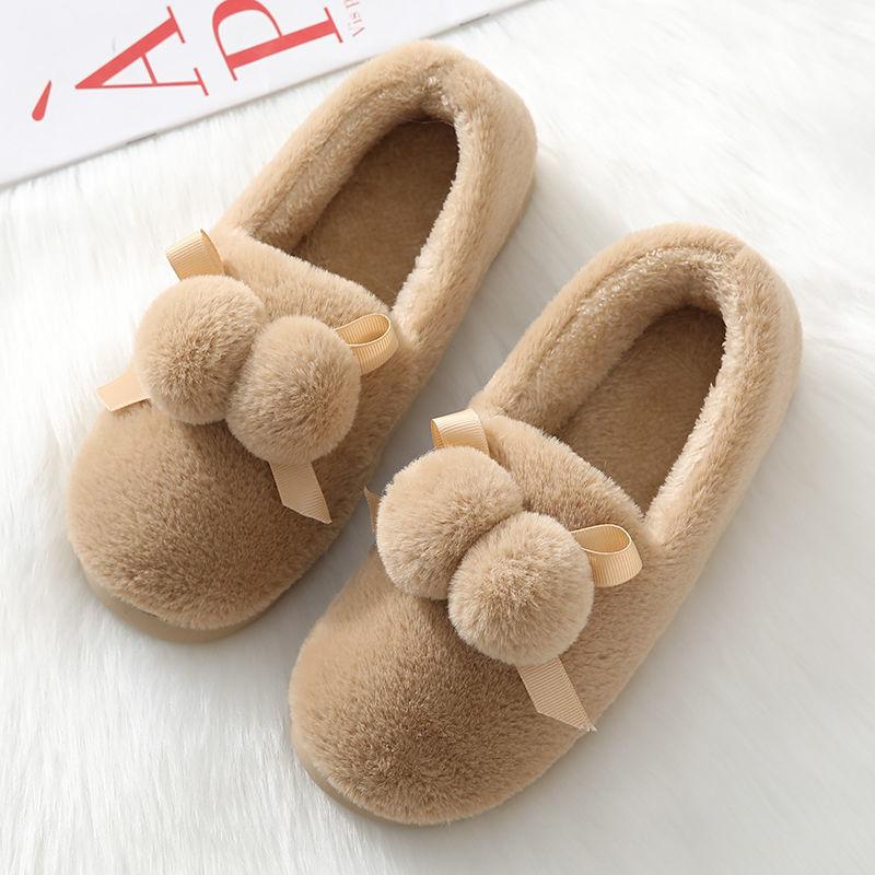 Plush Cotton Shoes Plus Cashmere Peas Shoes Women's Autumn and Winter Warmth Thick-soled Flat-bottomed Wild Cotton Shoes