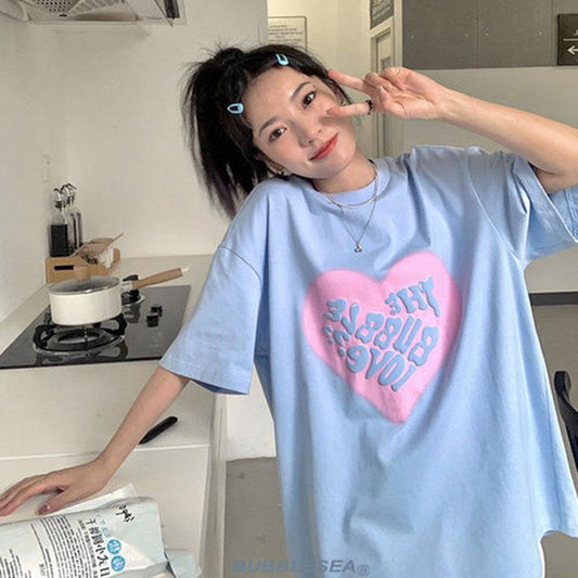 Women's Summer Versatile Printed Short Sleeve Large Size Loose Top T-Shirt