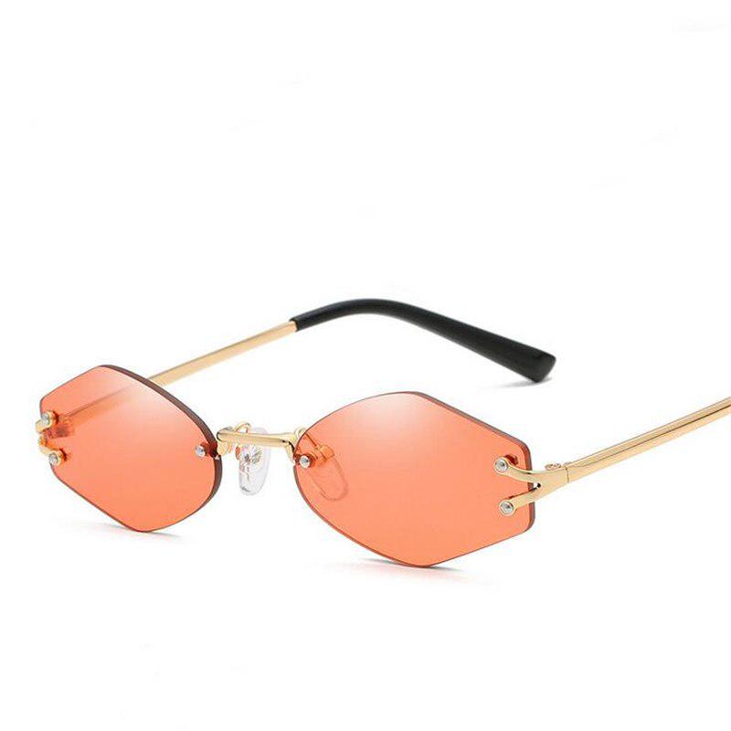 WTEMPO Women's Men's Sunglasses 2019 Brand Designer Rimless Yellow Lens Eyewear Retro Hexagon Sun Gl