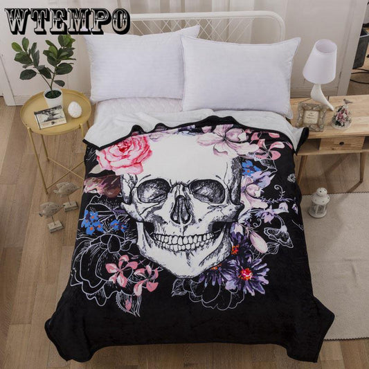 Flower skull beach towel blanket floral tassel tapestry yoga mat blanket