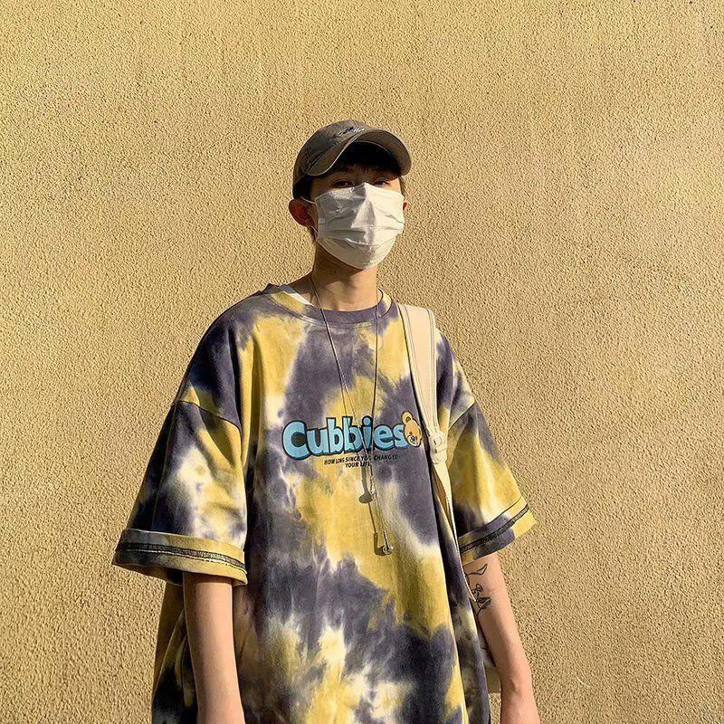 Summer New Couple Tie-dye Gradient Color Short-sleeved T-shirt Men and Women Loose Students All-match Five-point Sleeves