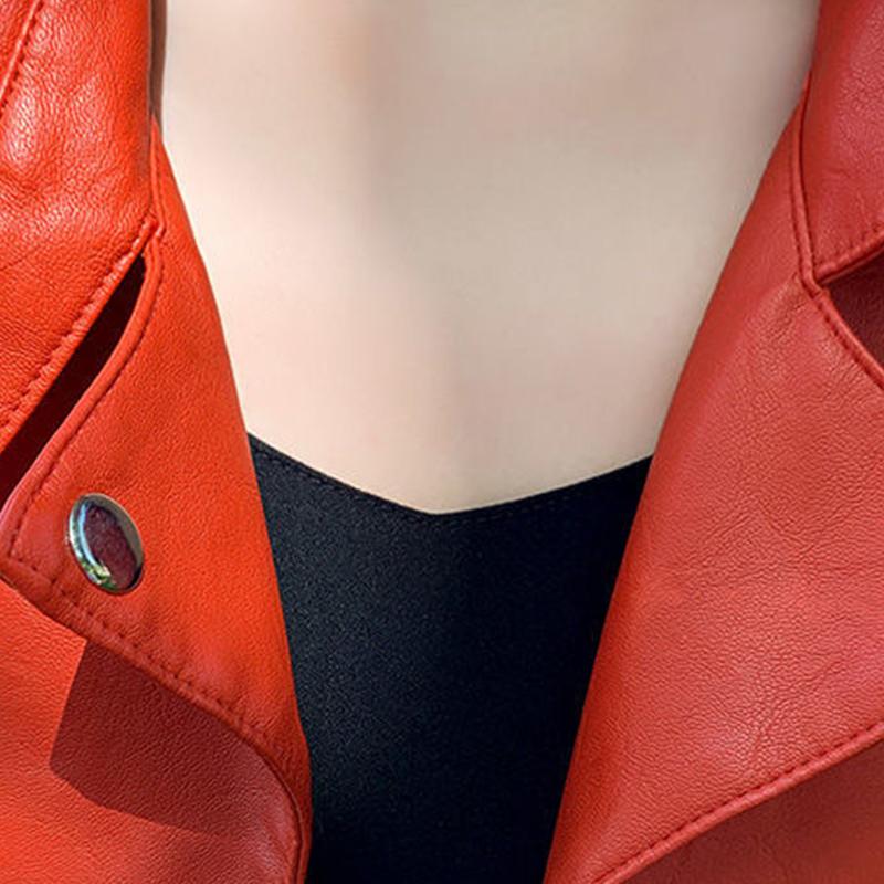 Women's Leather Motorcycle Korean Style Slim Short Leather Jacket