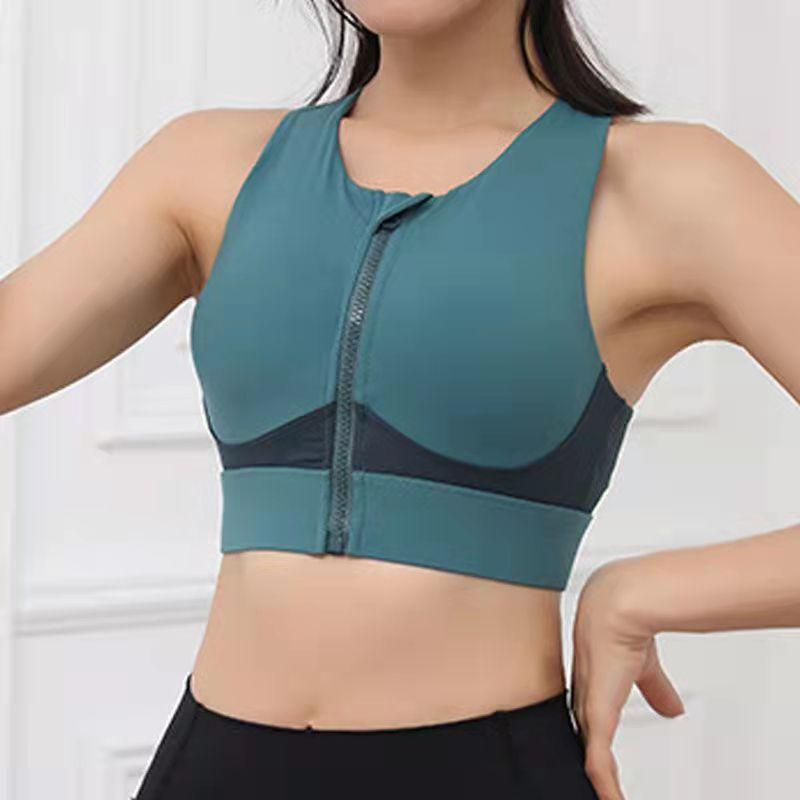 Front Zipper Shockproof Running Fitness Bra High-intensity Sports Underwear Vest Cross Beautiful Back Yoga Bra Push Up Bra Top Yoga Tank Tops
