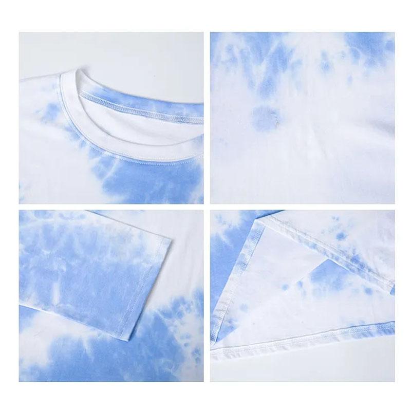 Summer T-Shirt Tie dye Women Soft Loose Fresh Casual Natural Fall Long Sleeve Basic Tee Pullover
