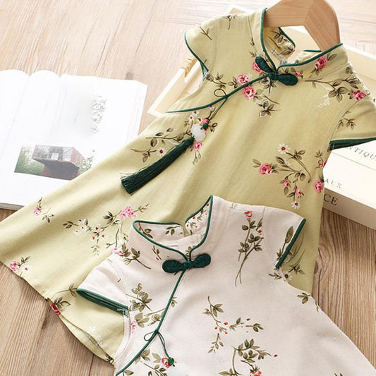 Girls' Dresses Summer Princess Dresses Big Children's Chinese Style Cheongsam Dresses Children's Summer Dresses