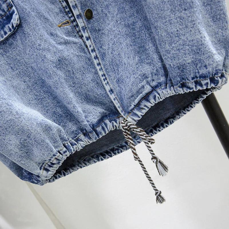 Loose Hooded Casual Embroidered Trench Coat Denim Jacket Korean Version Plus Size Women's Spring and Autumn Tops