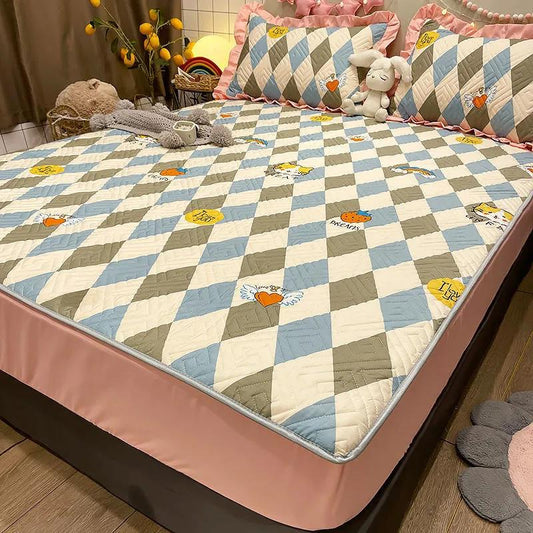 Cotton Bed Three-piece Clamp Cotton Bed Can Be Cleaned Protective Cover Anti-slip Fixed All-inclusive Dust-proof Cover Grasmur Field Wind