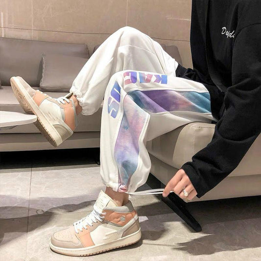 Spring and Summer Trend Brand Trousers Men's Trend Loose Leggings Trousers Side Gradient Color Stitching Sports Pants