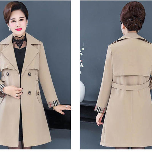 Middle-aged Mother Autumn Jacket Windbreaker Women's Mid-length Middle-aged Spring and Autumn Western Style Blouse