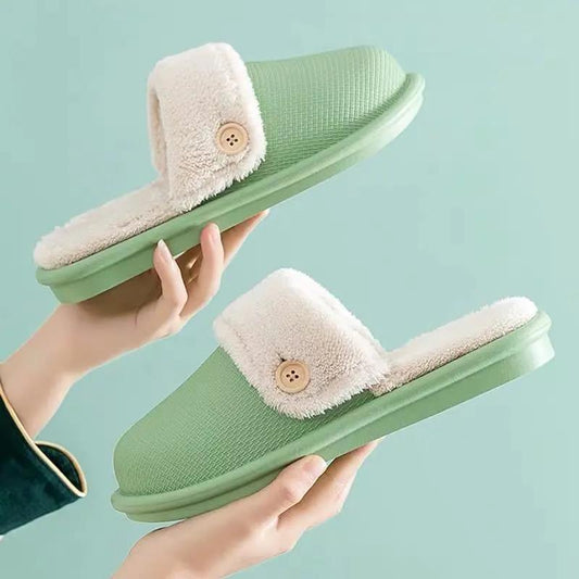 Autumn and Winter Cotton Slippers Indoor Non-slip Soft-soled Shoes Warm Simple Plush Cotton Shoes Removable