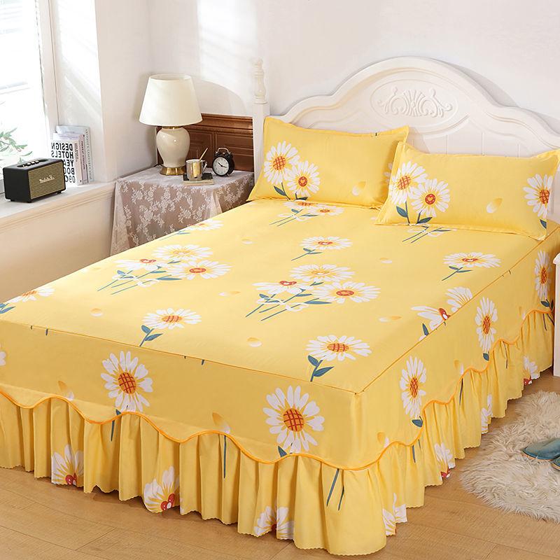 Non-slip Bedspread Bed Skirt Three-piece Bed Skirt Pillowcase Simmons Protective Cover Home Bedding Sweet Girly Style