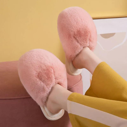 Designed Winter Warm Cotton Slippers Fluffy Non-slip Flat Shoes A Must-have At Home