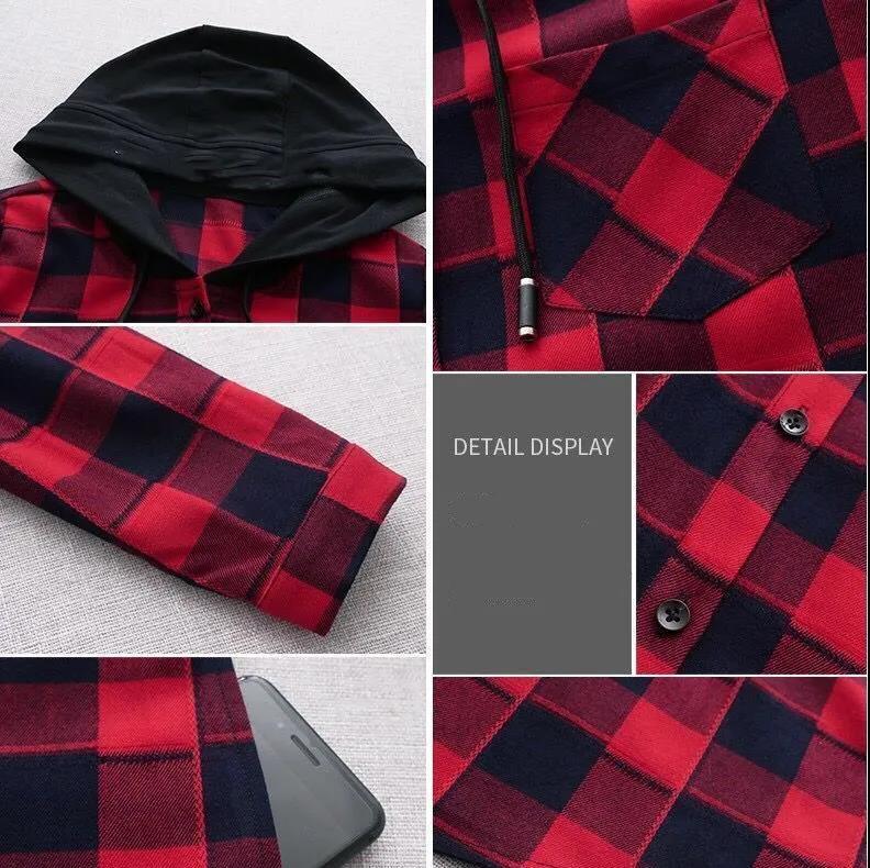 Boutique Plaid Jacket Women Hooded Windbreaker Trendy Slim Thin Coat Casual Comfort Top for Youth