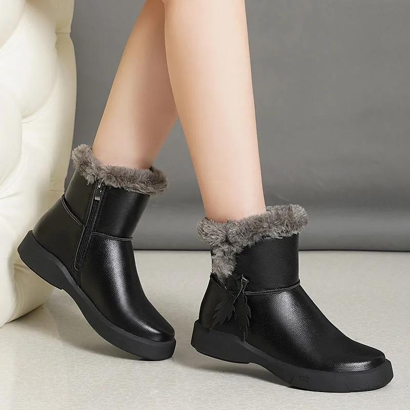 Short Tube Snow Boots Women Winter Korean Version Plus Velvet Padded Short Boots All-match Non-slip Waterproof and Warm Cotton Shoes