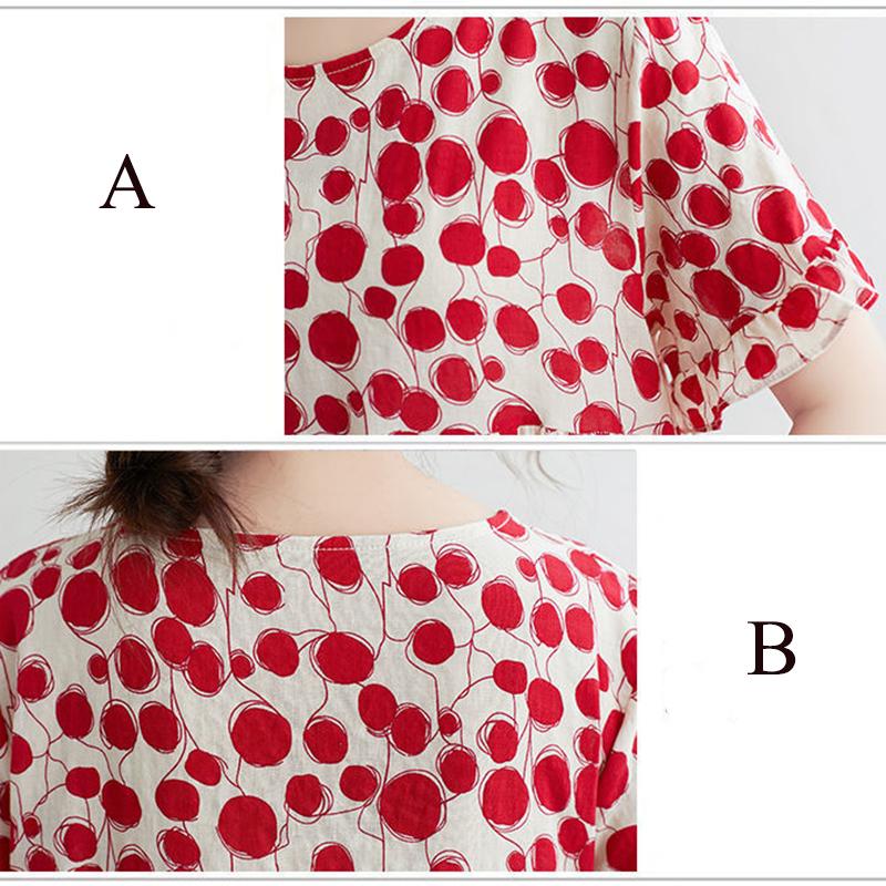 Polka Dot Women's Summer Dress Short Sleeve Round Neck Printing Knee-length Daily Wear Office Dating Party