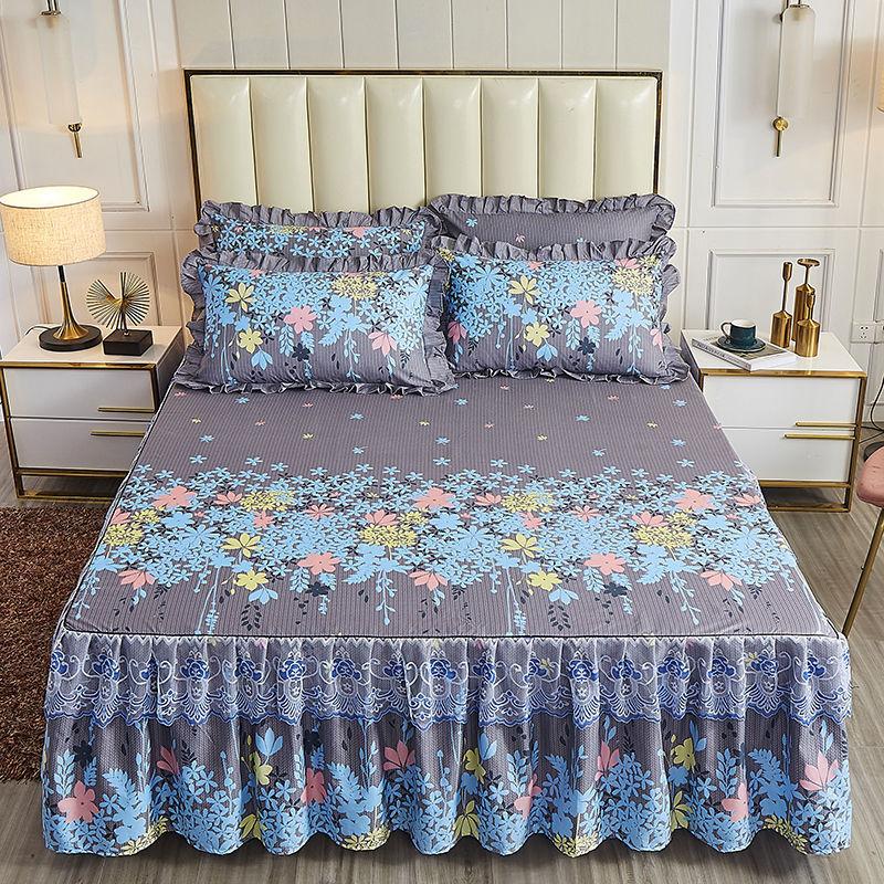 3pcs/set Lace Bed Skirt Korean Four Seasons One-piece Bedspread Cute Princess Style Sheets