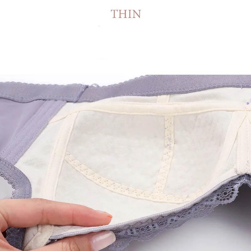 Ultra-thin Underwear Women's Large Size No Steel Ring No Sponge Big Breasts Show Small Full Cup Sexy Lace Breathable Side Adjustable Bra