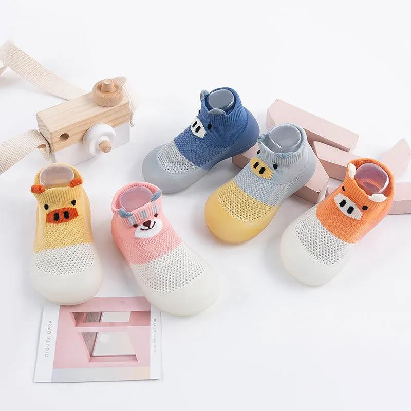 Baby Prewalkers Shoes Baby Girls Boys Spring Summer Soft Sole Indoor Sock Shoes Anti-slip Cute Cartoon Casual Breathable Flat Shoes
