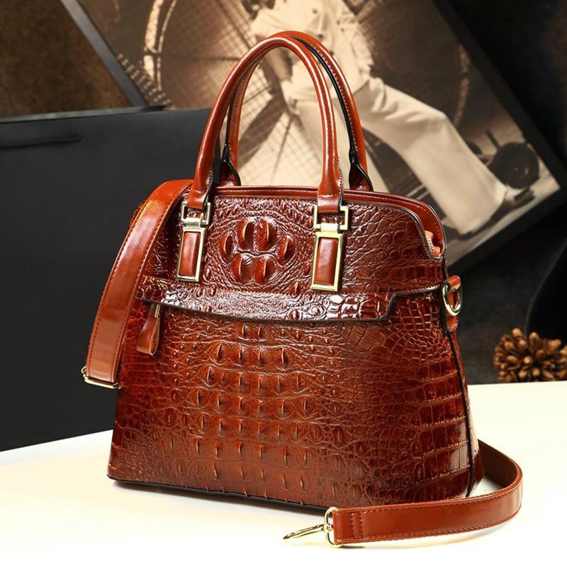Fashion Large-capacity Lady Bag Crocodile Pattern Atmosphere Female Bag Middle-aged One Shoulder Messenger Handbag Trend