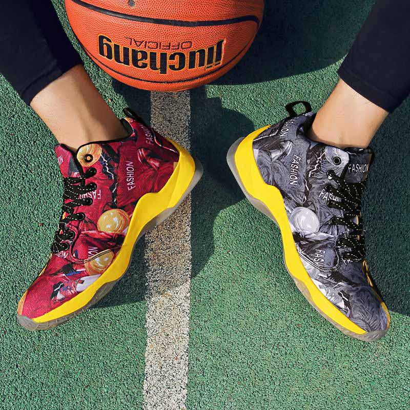 Men Sneakers Running High-top Basketball Shoes Non-slip Shockproof Lightweight Breathable Shoes